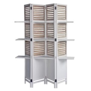 54 x 1.5 x 59 White Wood Blanket Rack  Screen