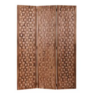 Romantic Whitewashed Scroll Three Panel Room Divider Screen