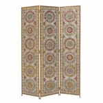 Exotic Bronze Beaded Jewel Three Panel Room Divider Screen
