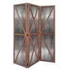 47 x 1.5 x 67 Silver And Brown Wood And Metal Industrial – Screen