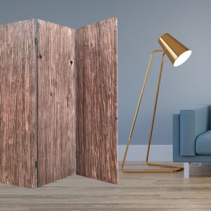 51 x 1 x 70 Brown Shoji And Wood  3 Panel Screen