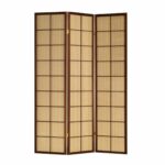 51 x 1 x 70 Brown Shoji And Wood Calabasas – 3 Panel Screen