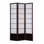 51 x 1 x 70 Brown Shoji And Wood  3 Panel Screen