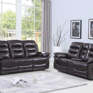 89" X 40"  X 40" Modern Brown Leather Sofa And Loveseat