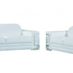 71″ X 41″ X 29″ Modern White Leather Sofa And Loveseat
