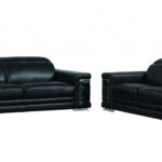 71″ X 41″ X 29″ Modern Black Leather Sofa And Loveseat