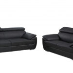 69″ X 38″ X 32to 39″ Modern Black Leather Sofa And Loveseat