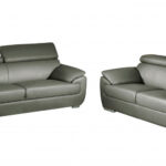 69 X 38  X 32to 39 Modern Gray Leather Sofa And Loveseat