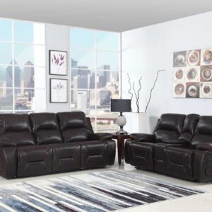 89" X 40"  X 40" Modern Brown Leather Sofa And Loveseat