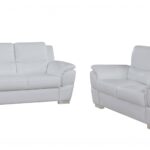 69” X 34”  X 35” Modern White Leather Sofa And Loveseat