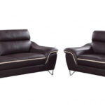 69” X 36″  X 40” Modern Brown Leather Sofa And Loveseat