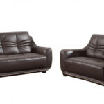 61” X 39”  X 36” Modern Brown Leather Sofa And Loveseat
