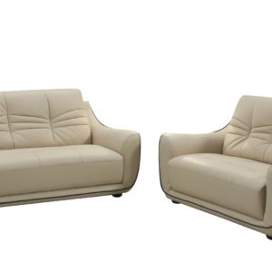 61'' X 39''  X 36'' Modern Beige Leather Sofa And Loveseat