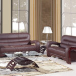 55.9” X 35.8”  X 34.3” Modern Brown Leather Sofa And Loveseat
