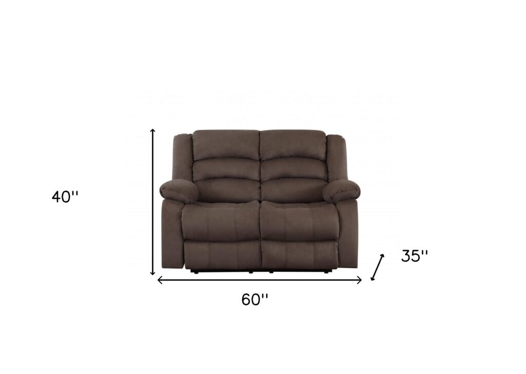 60” X 35”  X 40” Modern Brown Leather Sofa And Loveseat