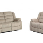 60” X 35”  X 40” Modern Beige Leather Sofa And Loveseat