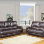 76” X 40”  X 41” Modern Brown Leather Sofa And Loveseat