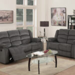 60” X 35”  X 40” Modern Gray Leather Sofa And Loveseat