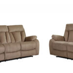 63” X 38”  X 40” Modern Beige Leather Sofa And Loveseat
