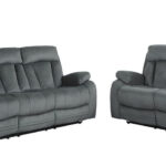 68” X 38”  Modern Gray Leather Sofa And Loveseat