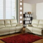 76” X 40”  X 41” Modern Beige Leather Sofa And Loveseat