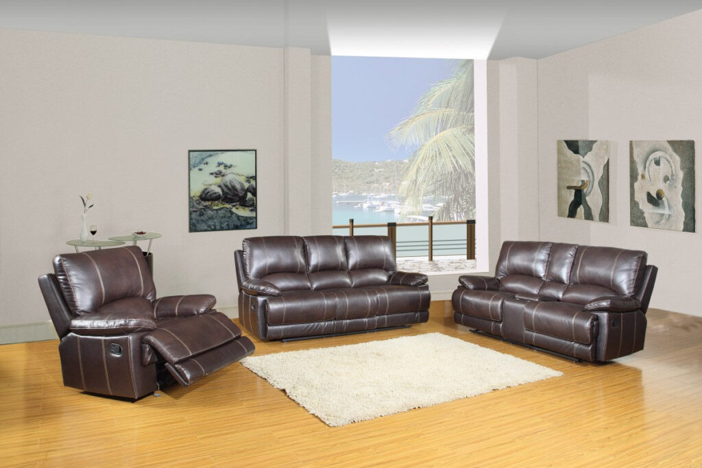 76” X 40”  X 41” Modern Brown Sofa Set With Console Loveseat