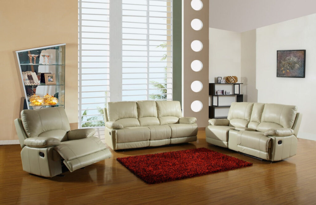 76” X 40”  X 41” Modern Beige Sofa Set With Console Loveseat