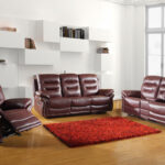 75” X 40”  X 44” Modern Burgundy Sofa Set With Console Loveseat