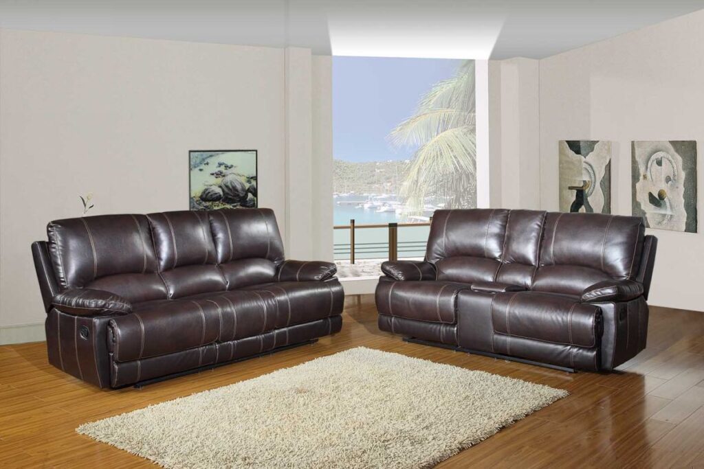76” X 40”  X 41” Modern Brown Sofa With Console Loveseat