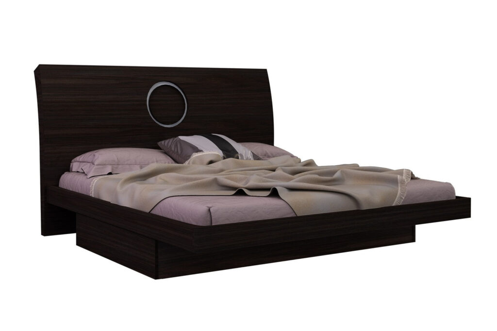 77” X 90”  X 40” Modern Eastern King Wenge High Gloss Bed