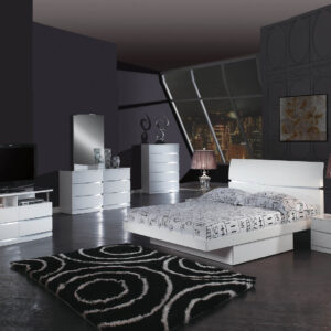 79'' X 80''  X 47'' Modern California King Beige High Gloss Bed