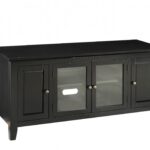 20′ X 55′ X 26′ Black Wood Glass TV Stand for Flat Screen TVs up to 60′