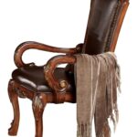 24′ X 25′ X 46′ Faux Leather Upholstery and Cherry Oak Wood Finish Arm Chair Set2