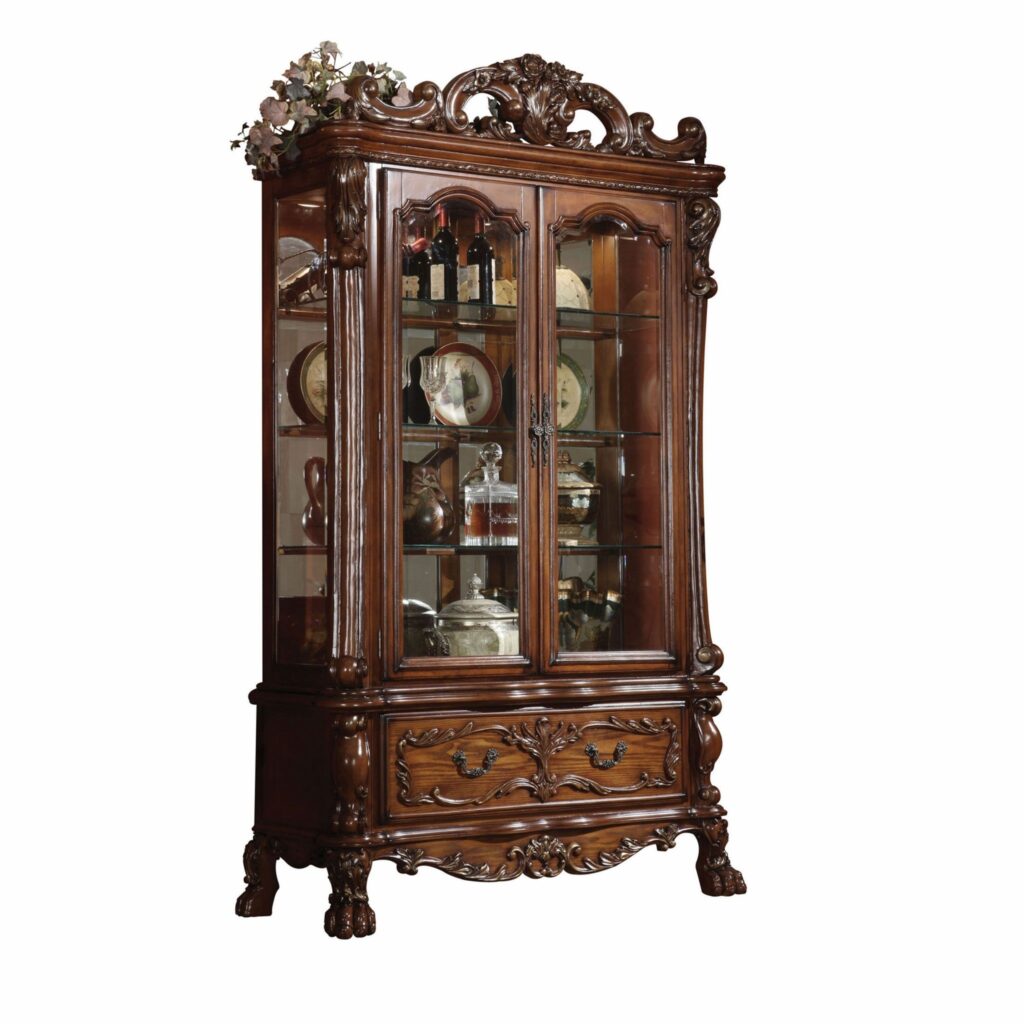 20′ X 51′ X 89′ Cherry Oak Wood Poly Resin Glass Curio Cabinet