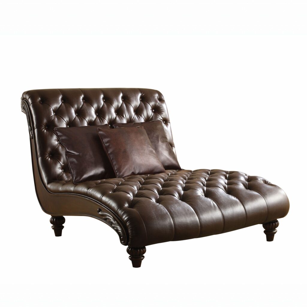 52′ X 70′ X 45′ 2Tone Brown PU Upholstery Wood Chaise w3Pillows