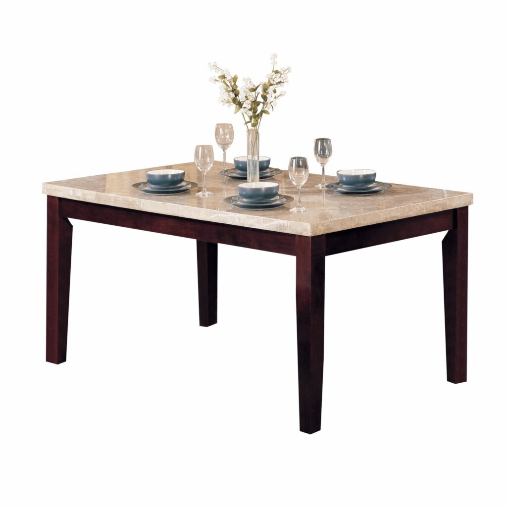 38′ X 64′ X 31′ White Marble Walnut Wood Dining Table