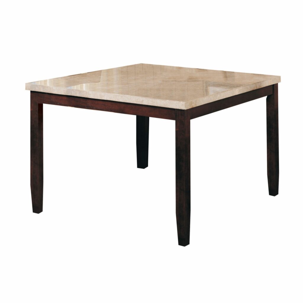 54′ X 54′ X 36′ White Marble Walnut Wood Counter Height Table