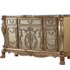 18' X 30' X 29' Antique Champagne Wood Poly Resin Nightstand wMarble Top