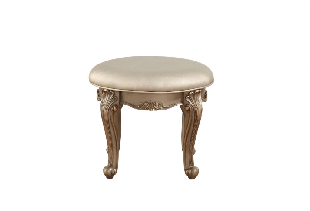 19′ X 19′ X 18′ Champagne Faux Leather Vanity Stool