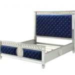 84′ X 90′ X 72′ Blue Velvet Wood Mirror Upholstered (HBFB) King Bed
