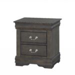Dark Gray Wooden 2 Drawer Nightstand