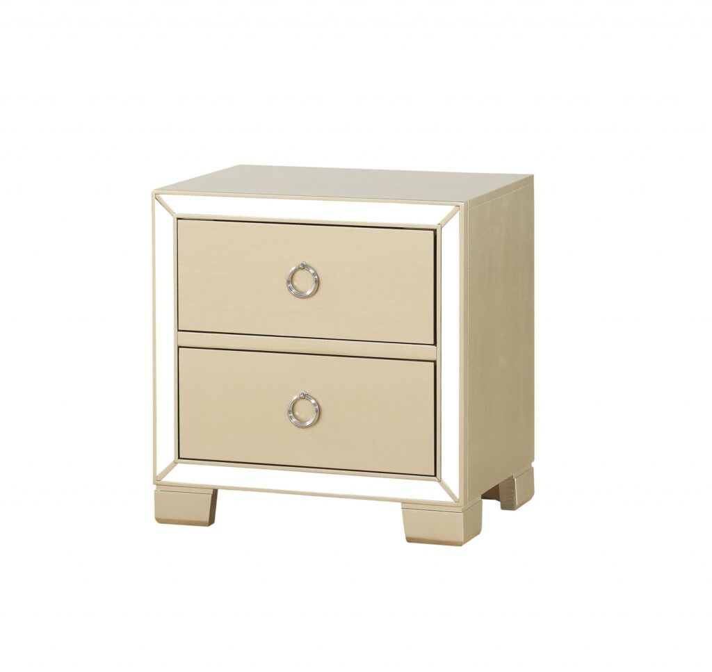 15′ X 22′ X 23′ Champagne Wood Mirror Veneer Nightstand