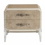 18′ X 28′ X 25′ Vintage Beige PU Wood Upholstered (Front) Metal Leg Veneer (Melamine) Nightstand