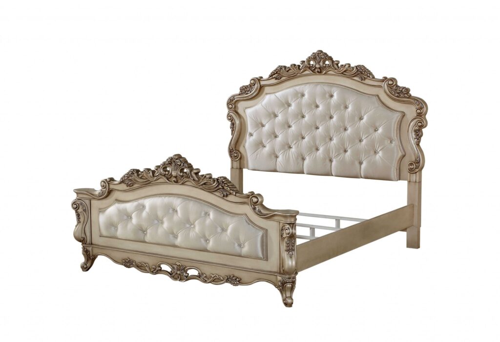 70′ X 91′ X 69′ Fabric Antique White Wood Upholstered (HBFB) Queen Bed