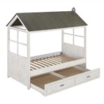 44′ X 80′ X 80′ Weathered White Washed Gray Wood Twin Bed