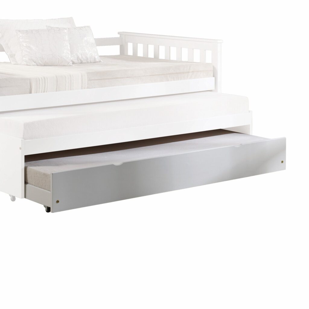 41″ X 77″ X 10″ White Wood Casters Daybed – Trundle
