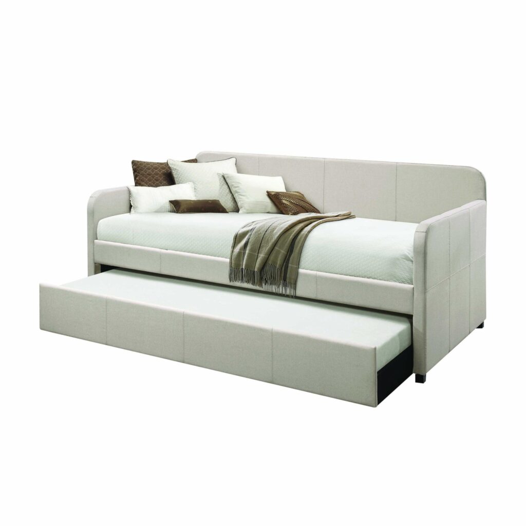 43′ X 82′ X 37′ Fabric Upholstered (Bed) Wood Leg Daybed  Trundle (Twin Size)