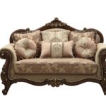 38′ X 69′ X 45′ Fabric Walnut Upholstery Wood LegTrim Loveseat w6 Pillows