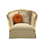 41′ X 42′ X 38′ Fabric Antique Gold Upholstery Wood LegTrim Chair w2 Pillows