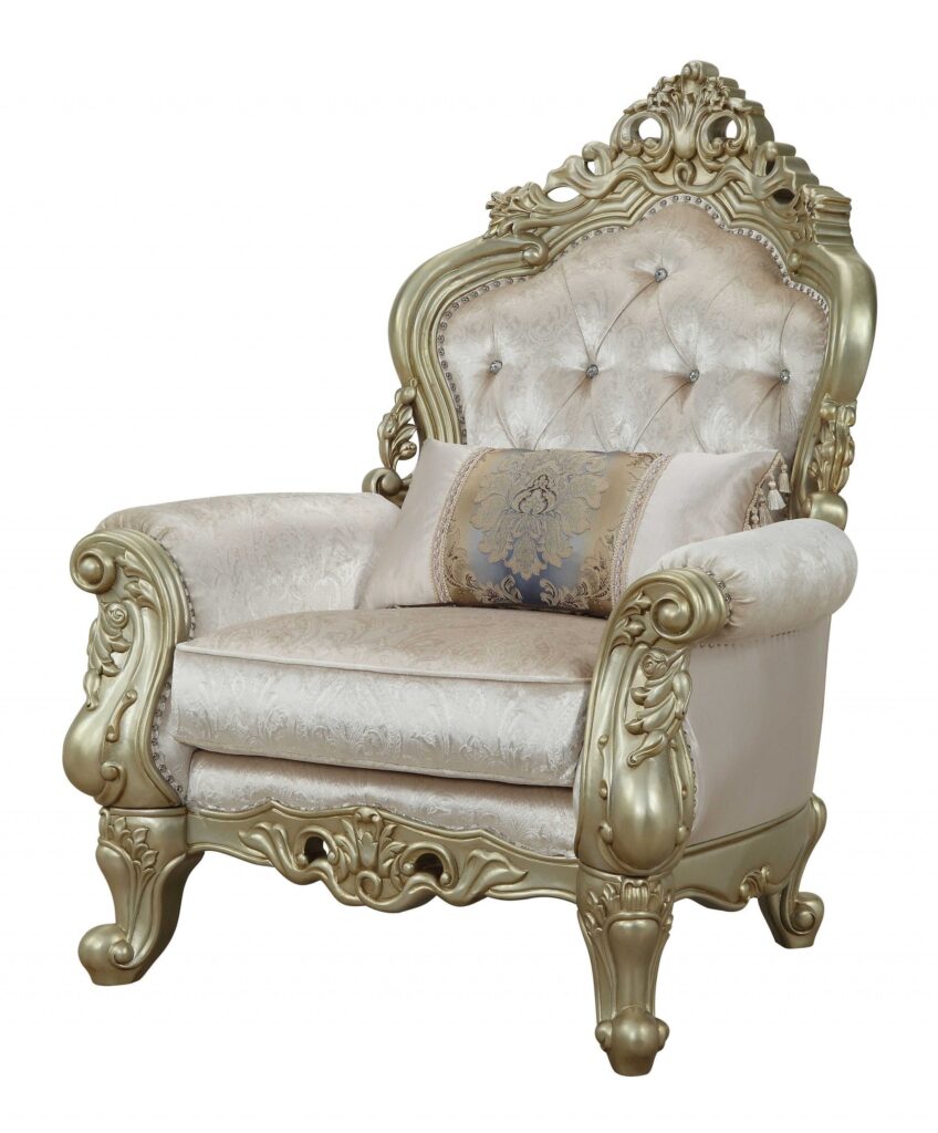 40′ X 39′ X 49′ Fabric Antique White Upholstery Poly-Resin Chair w1 Pillow